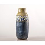 Doulton Lambeth, a stoneware vase, circa 1920, ovoid form with chevron band to the shoulder,