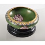 Cloisonne bowl, circular form, floral pattern, diameter 13cms, on a stand.