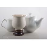 Norwegian Porsgrund porcelain teaset, comprising teapot, nine cups and saucers,