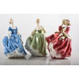 Royal Doulton ladies: "Christmas Morn" HN1992, "Lydia" HN1908, "Valerie" HN2107,