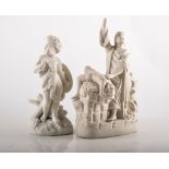 Parian group. "The Sacrifice of Isaac", 22cms, other parian figures and models.