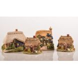 Lilliput Lane cottages: Dormouse Cottage, Wash Day x 2 and Bramble Cottage, boxed, (4).