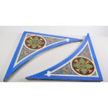 Pair of Copeland spandrels, probably 1870s, sky-blue ground, 30cms.
