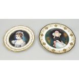 Coalport bone china cabinet plate, painted with a Girl in Georgian dress by Manfred Pinter,