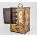 Chinese table cabinet, pair of cloisonne vases plus a pair of soapstone temple dogs.