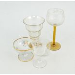 Part suite of 1930's cocktail and pedestal glassware,