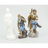 Chinese pottery figures, modern and a pair of blanc de chine.