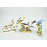 Crown Staffordshire model of a Budgerigar and other similar bird models (8)