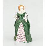 Two Commemorative Coalport figures, Queen Victoria and Elizabeth I, commemorative plate and vase,