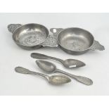 Six various pewter spoons,