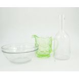 Moulded glass decanter and other glassware,