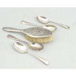 Silver-backed hairbrush and clothes brush, Chester 1917, plated cutlery, etc.