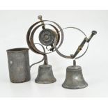 Two Victorian servants bells, moulds, measures and metalware, (quantity).