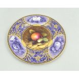 Coalport bone china cabinet plate, mottled lilac border, supplementary reserves,