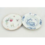 Chinese export plate, diameter 23cms, and soup plate, (2).