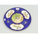 Coalport bone china cabinet plate, royal blue ground,