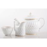 Quantity of early 19th century fluted teaware - tea bowls, saucers, plates, teapot, milk jug,
