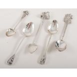 Australian silver spoons, flower handles.