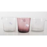 Glass rinser, another, and an amethyst glass beaker, (3).