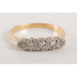 Diamond five stone ring, the five diamonds graduating in size,