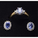 A tanzanite and diamond ring and pair of cluster earstuds,