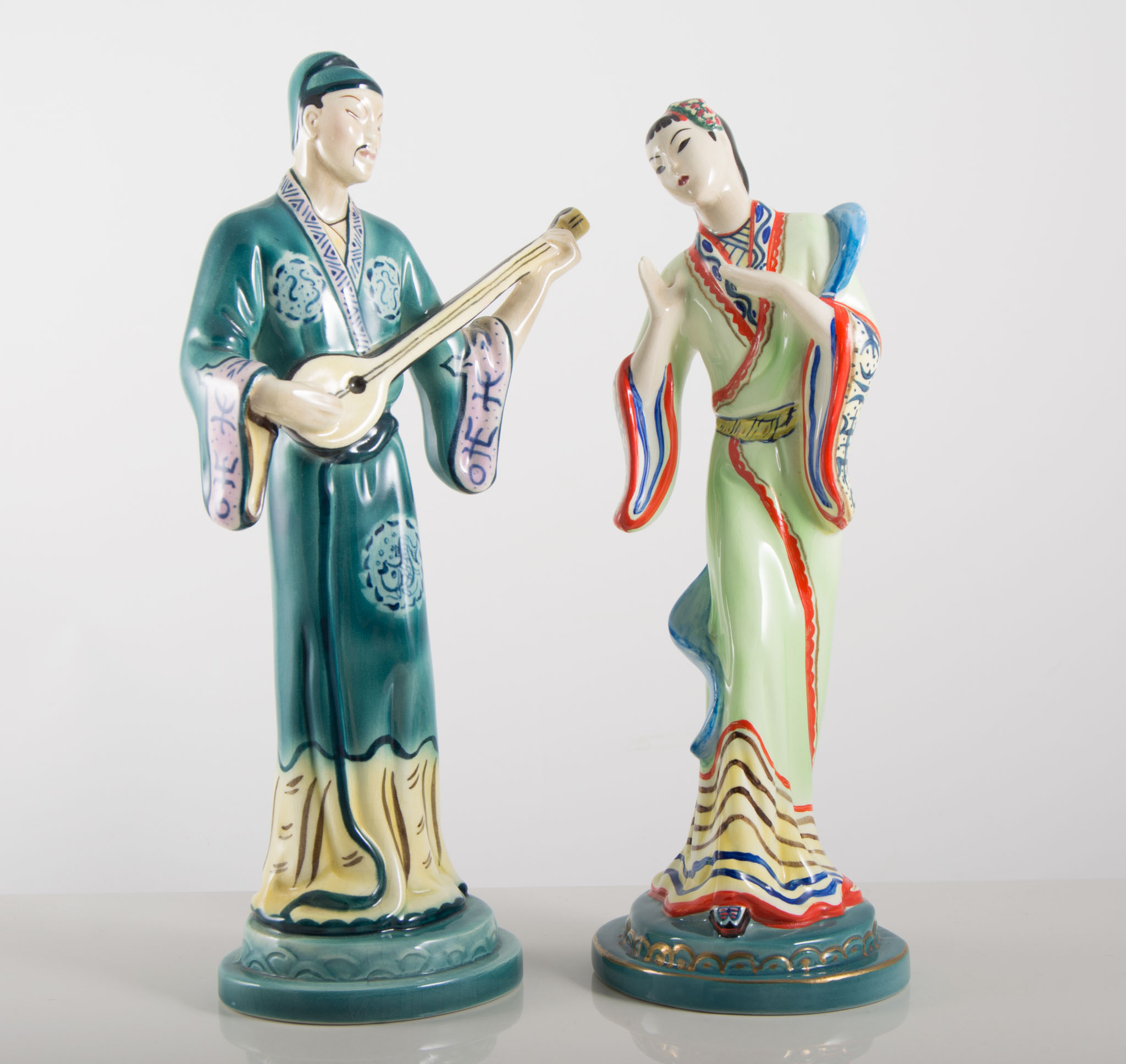 Pair of Goldscheider figures, USA, Oriental figures, 28cms.
