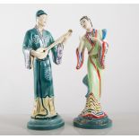 Pair of Goldscheider figures, USA, Oriental figures, 28cms.