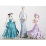 Three Coalport figurines, a Worcester figurine and five others, (9).