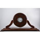 Propeller hub mantel clock, laminated wood on a mahogany plinth, Type 504k, length 59cms.