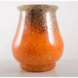 Monart type Art glass vase, flecked orange, 21cms.