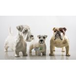 Beswick, Sealyham Terrier, 302, 1936/64, white, Sealyham Terrier, 971,1942/67, white, (2).