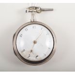 Silver pair case pocket watch, London fusee movement No 5321, makers name very faint,