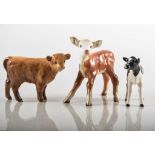 Beswick Hereford Calf, 901B to 1957, Friesian Calf, 1249C 1956/97, Highland Calf, 1827D 1962/90,