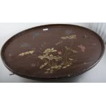 Japanese tray, oval form, decorated with birds and flowers, 69 x 51cms.