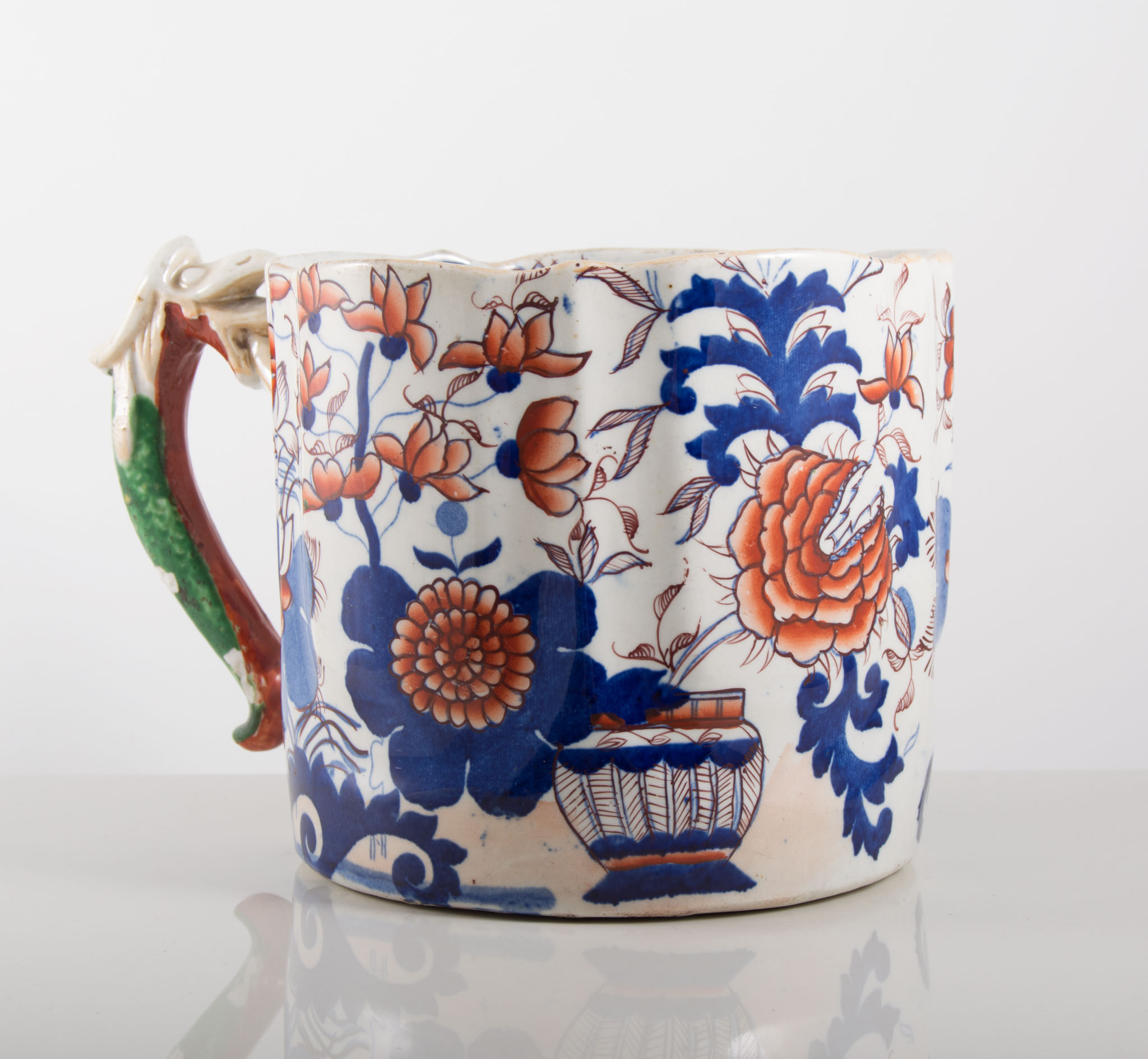 Unusual Masons large mug, decorated in Imari colours, height 14cms, unmarked.
