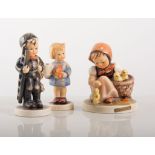 Five smaller Hummel figures, including Easter Basket, Watercan, Shopping Basket,