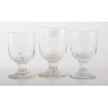 Three Georgian pedestal glasses, (one chipped foot).