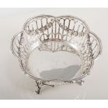 Edwardian silver sweetmeat basket, Birmingham 1908, pierced lobed outline with floral festoons,