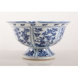 A Chinese pedestal dish, together with two Chinese blue and white vessels with pourers,