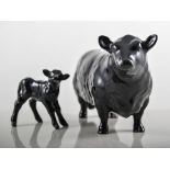 Beswick Aberdeen Angus Bull, 1562 1958/89, Aberdeen Angus Calf, 1406A 1956/75,