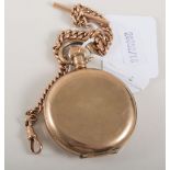 Dennison gold plated pocket watch and a 9ct gold part watch chain.