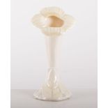 Belleek flower head posy vase, opalescent glaze, 22cms.