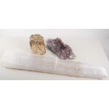 Minerals and crystals: A collection of natural formed and part cut.