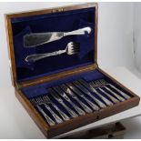 Set of six Victorian dessert knives and forks, Sheffield 1867, silver blades, filled handles,