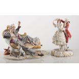 Capodimonte porcelain model, Strepitosa, height 20cms and four other Continental porcelain groups,