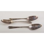 George II silver spoon, London 1743, Hanoverian pattern, a George III Old English pattern spoon,