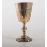 Silver goblet, Birmingham 1971, rounded funnel bowl engraved with Bishops crest, 13cms.