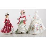 Royal Doulton figure, "Winter Time", HN3622, 23cms and five other Doulton Ladies: "Spring Time",