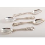 Set of six George IV silver teaspoons, London 1822, Kings pattern.