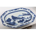 Chinese export porcelain blue and white meat plate,